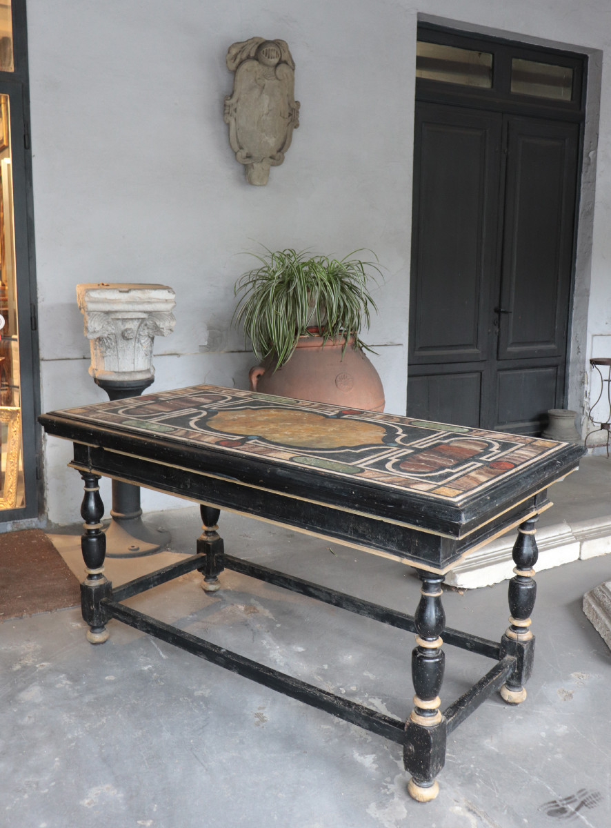 Tavolo consolle Laccato con Marmi, Toscana, 700