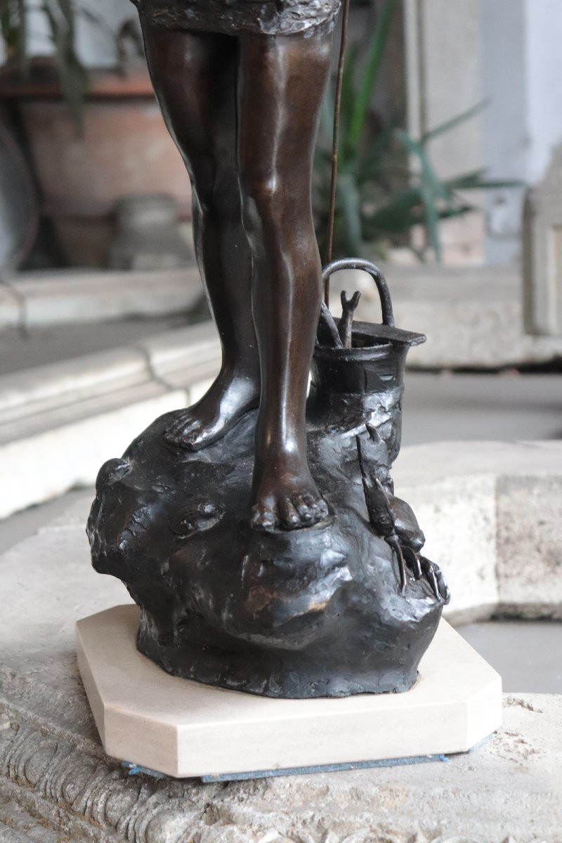Scultura in Bronzo: Giovanni Varlese (Napoli 1888 - 1922 )  Pescatore-photo-3