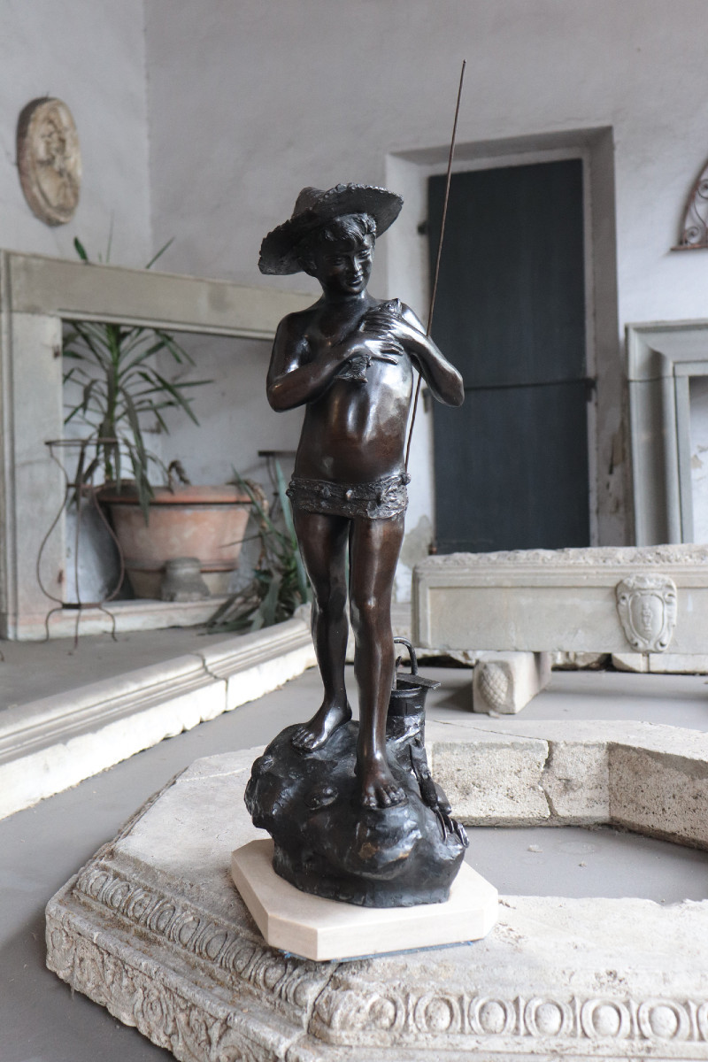 Scultura in Bronzo: Giovanni Varlese (Napoli 1888 - 1922 )  Pescatore