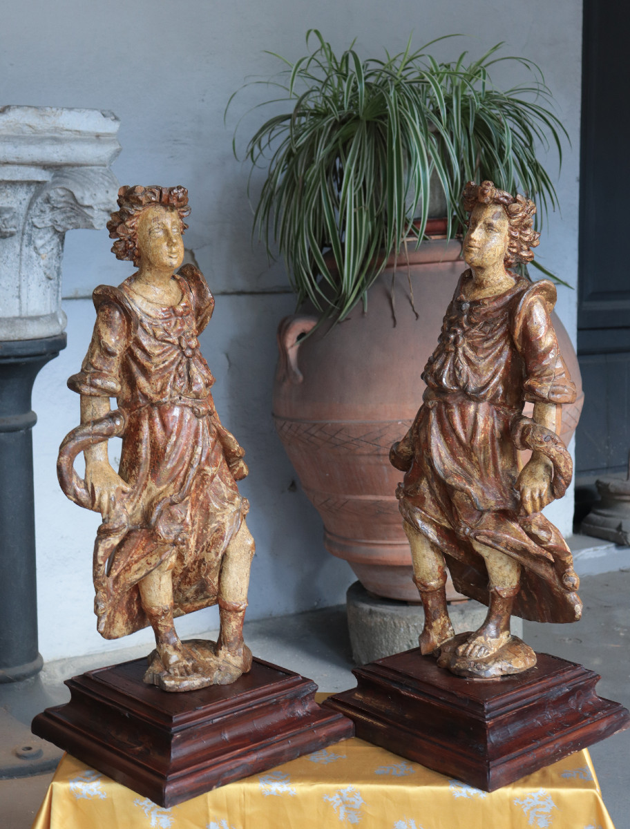 Coppia di Angeli Policromi, Toscana, '500