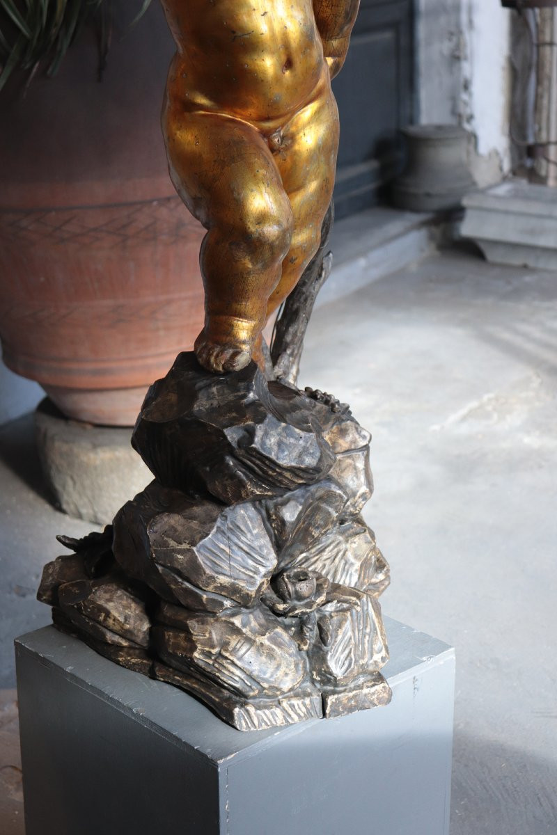 lampada da terra, Putto dorato,  Barocco, 18 secolo-photo-3