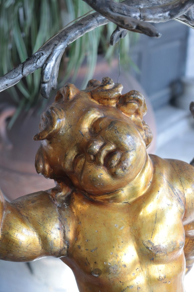 lampada da terra, Putto dorato,  Barocco, 18 secolo-photo-1