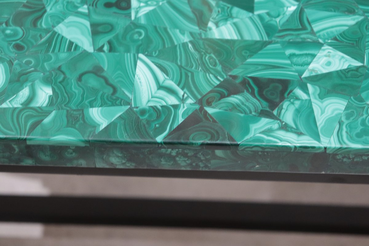 Tavolo da fumo con piano in malachite, '900-photo-1