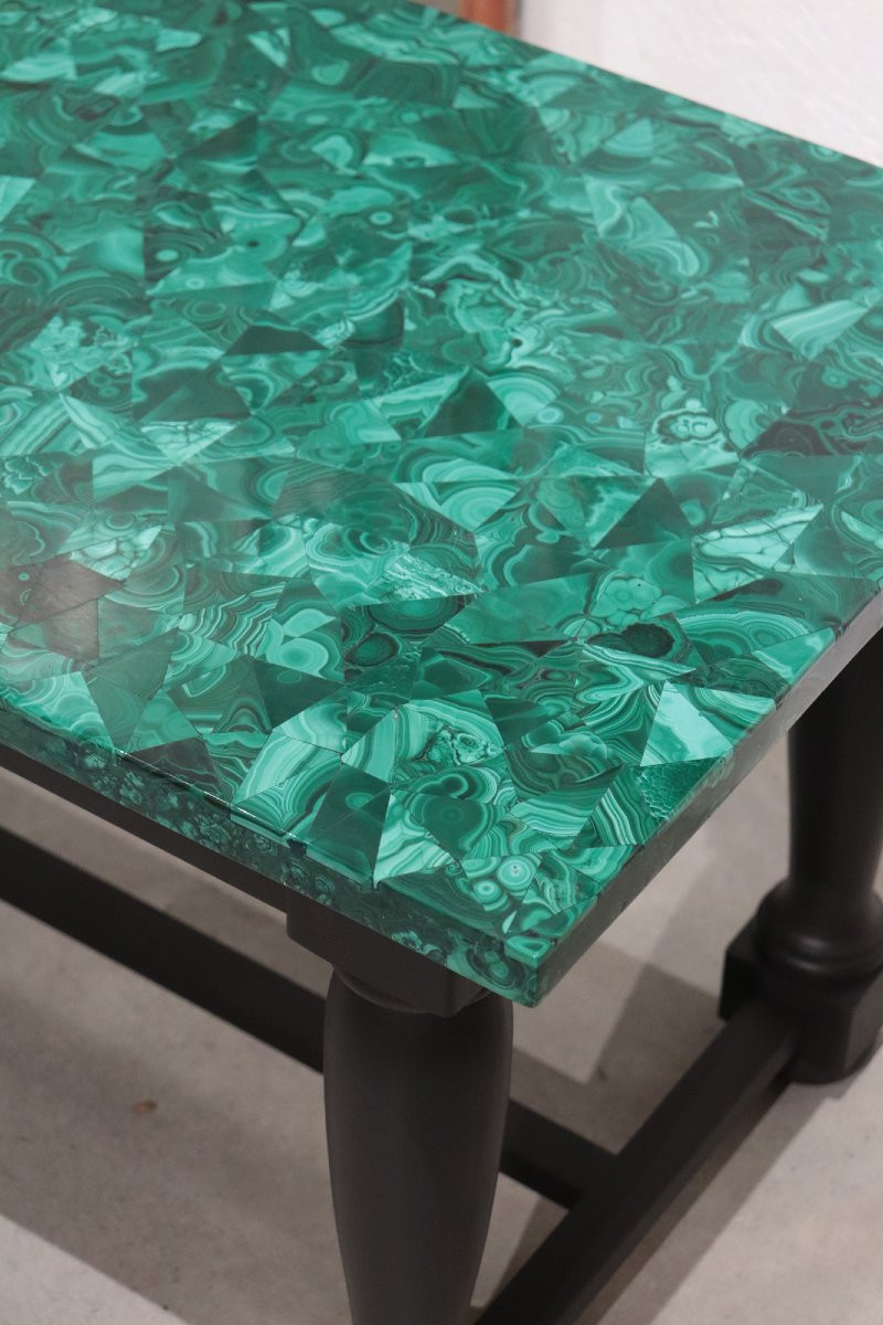 Tavolo da fumo con piano in malachite, '900-photo-3