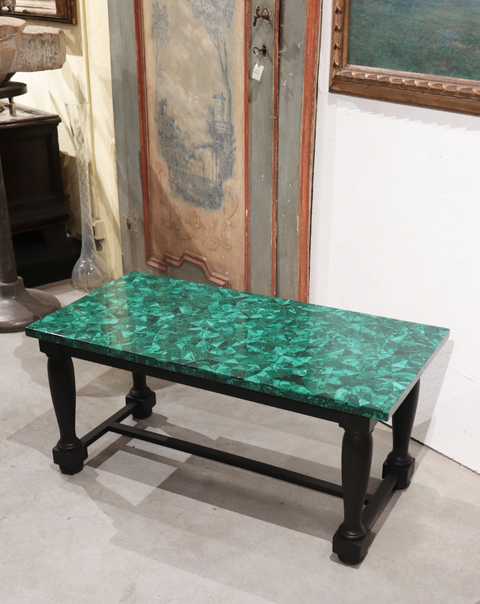 Tavolo da fumo con piano in malachite, '900