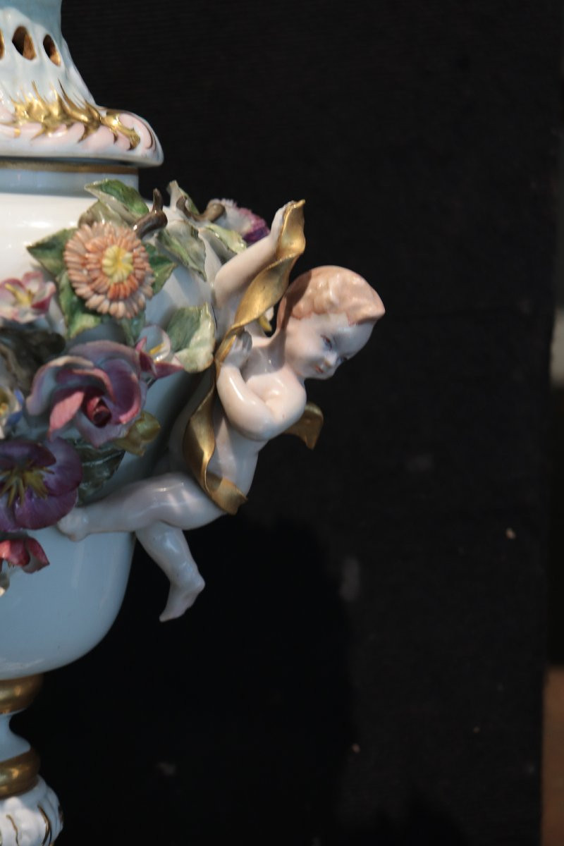 Coppia di vasi in porcellana "Capodimonte", sec. 19°-photo-4