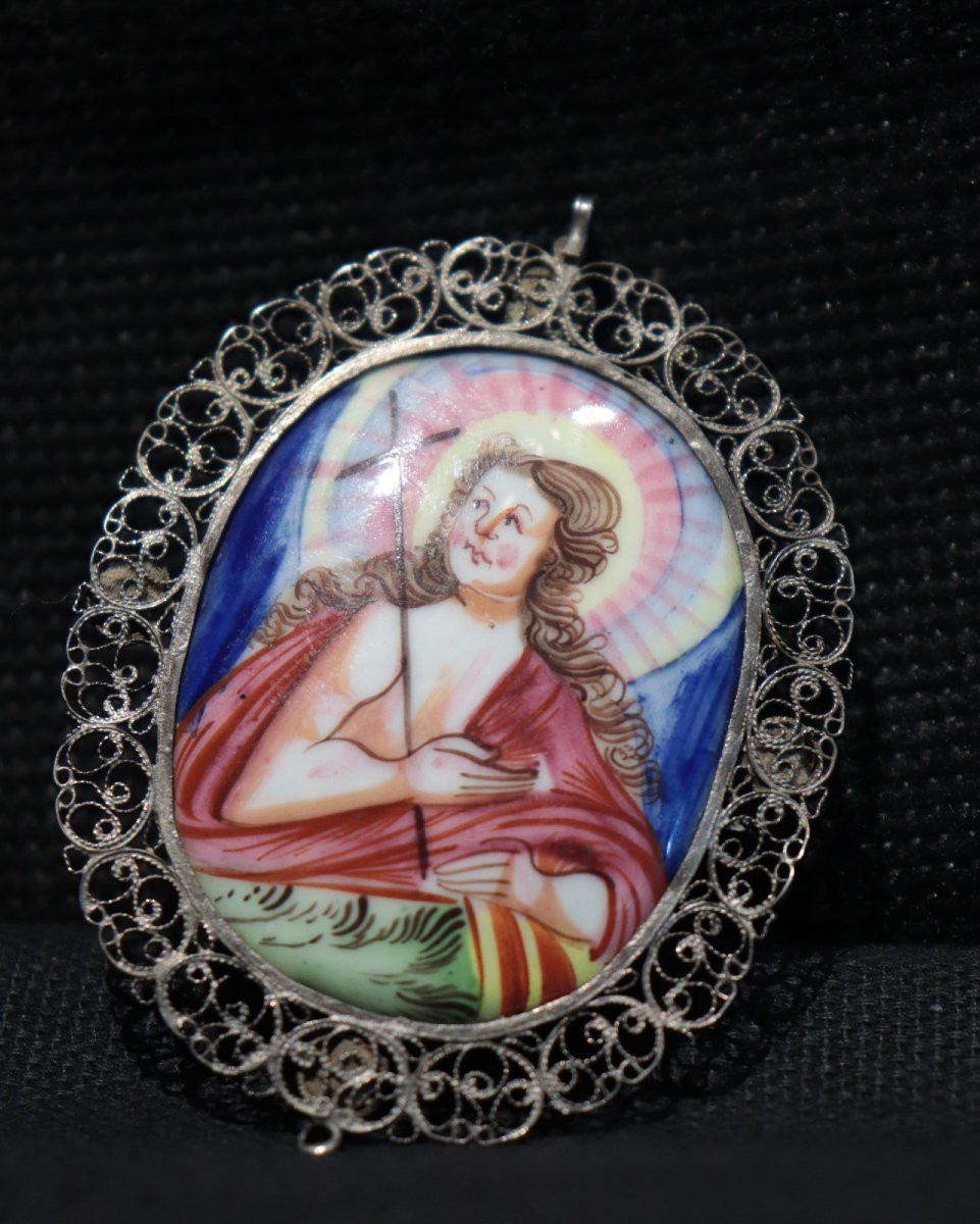 Ciondolo antico, Smalto e argento, Italia '600-photo-2