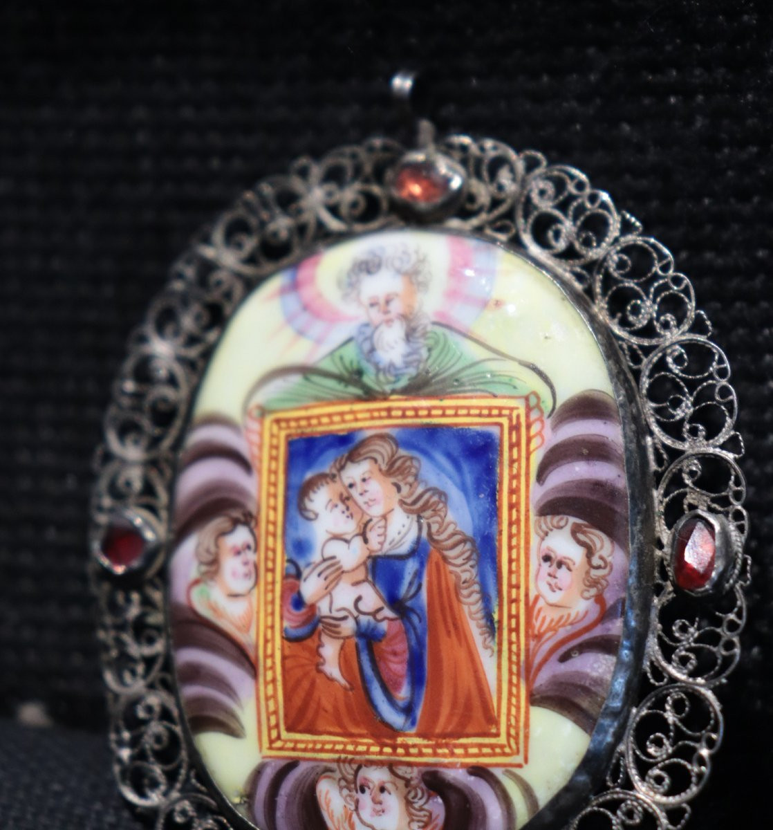 Ciondolo antico, Smalto e argento, Italia '600-photo-3