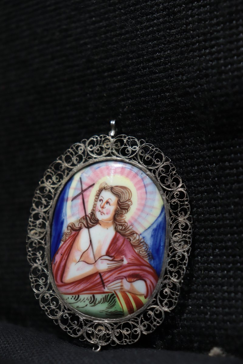 Ciondolo antico, Smalto e argento, Italia '600-photo-1