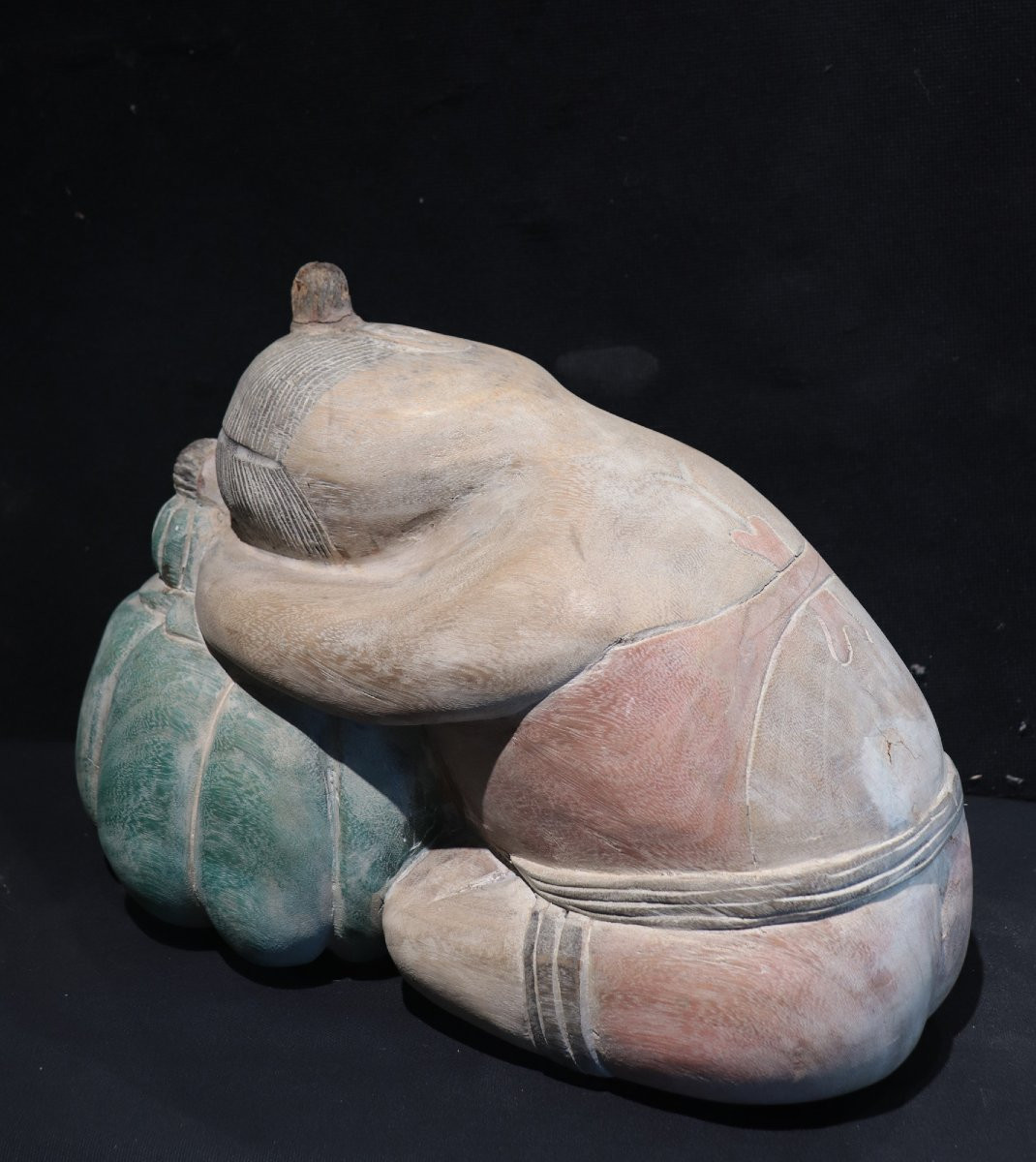 Scultura in legno "Bambina" Asia, '900-photo-4