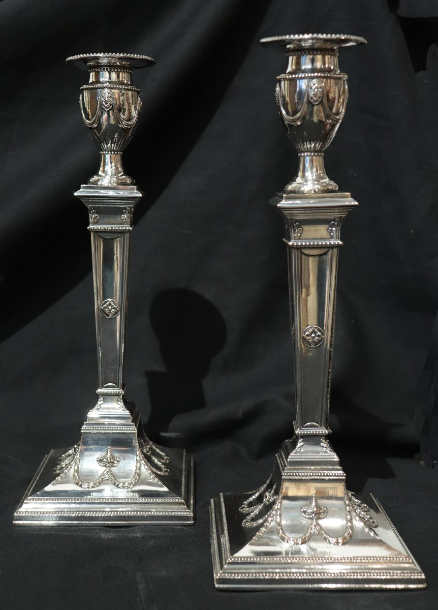 Coppia candelieri argentati, '800-photo-2