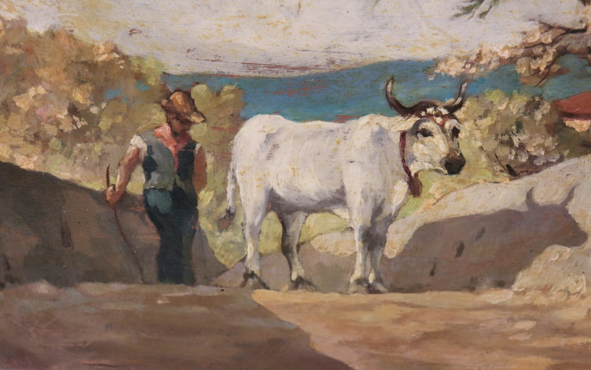 Magni Giuseppe (Pistoia, 1869 - Firenze, 1956) - Scena di campagna-photo-3