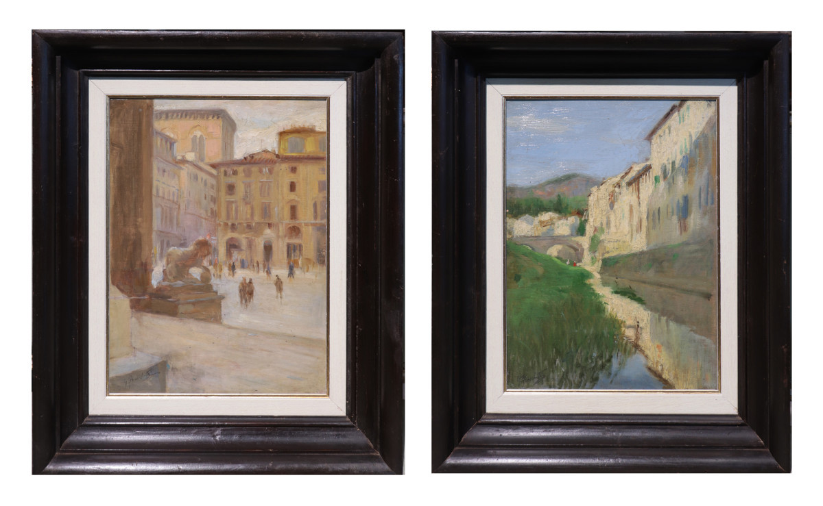 Giuseppe Fraschetti (Firenze 1879 - 1956) 2 Paesaggi Fiorentini