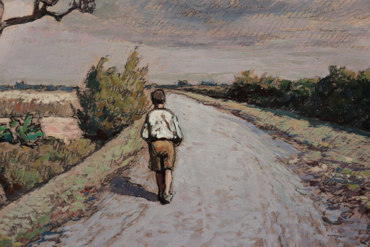 Gino Romiti (Livorno 1881-1967) - Strada di campagna-photo-2