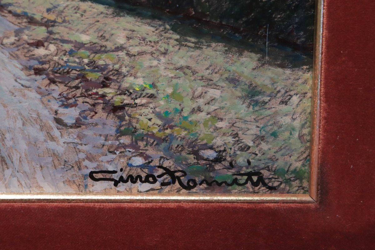 Gino Romiti (Livorno 1881-1967) - Strada di campagna-photo-4