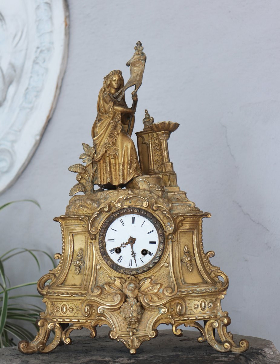 Orologio da tavola in bronzo dorato, Francia, fine '800-photo-2