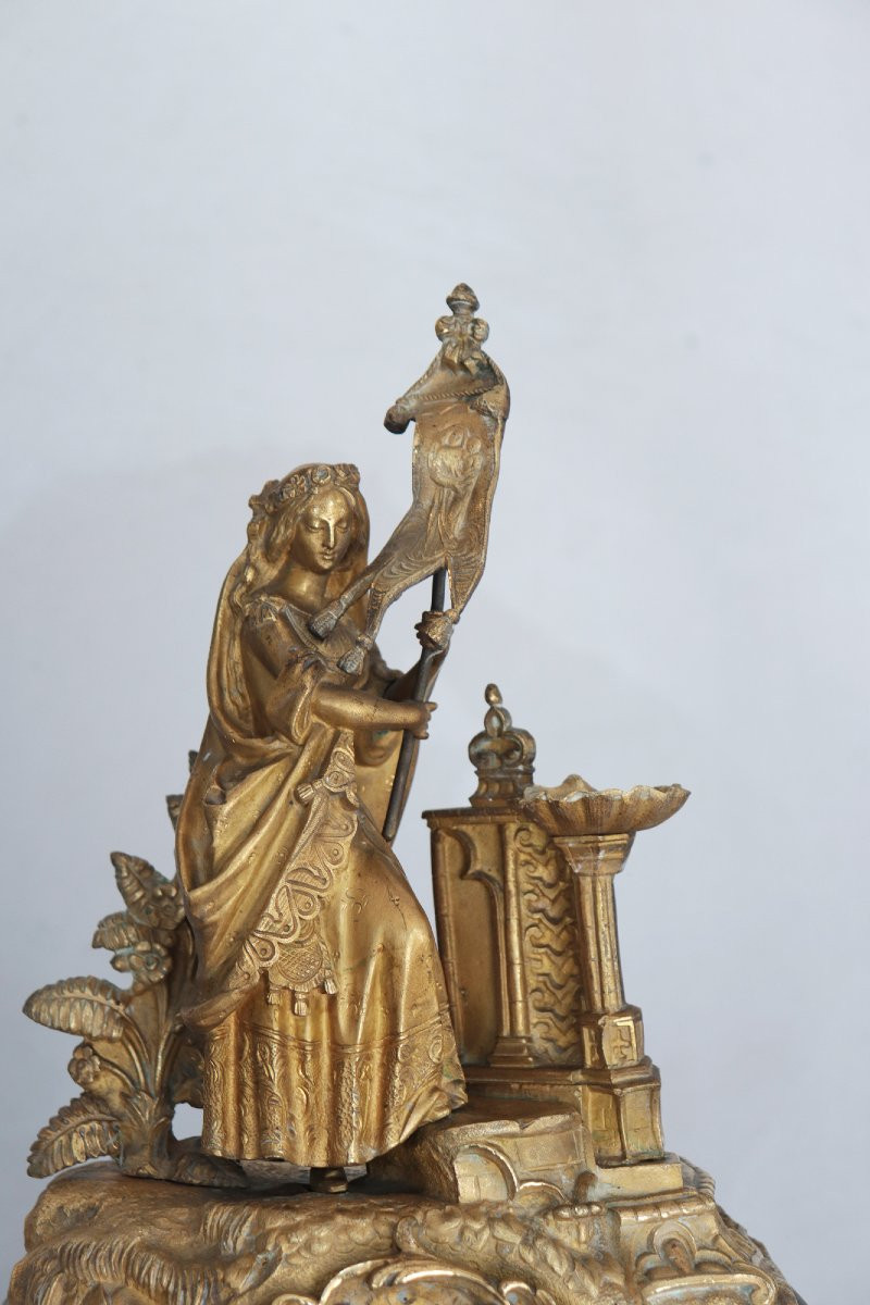 Orologio da tavola in bronzo dorato, Francia, fine '800-photo-3