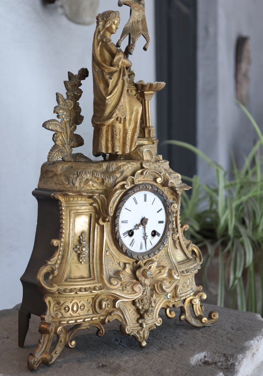 Orologio da tavola in bronzo dorato, Francia, fine '800-photo-4