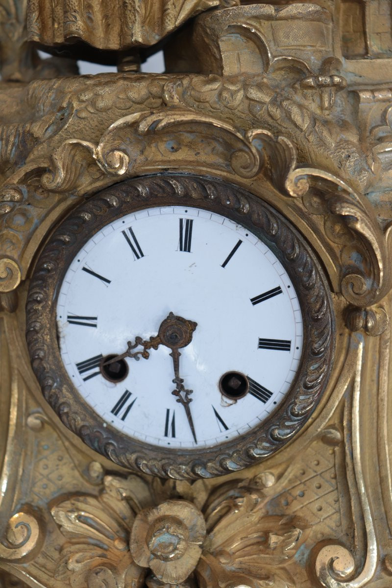 Orologio da tavola in bronzo dorato, Francia, fine '800-photo-1