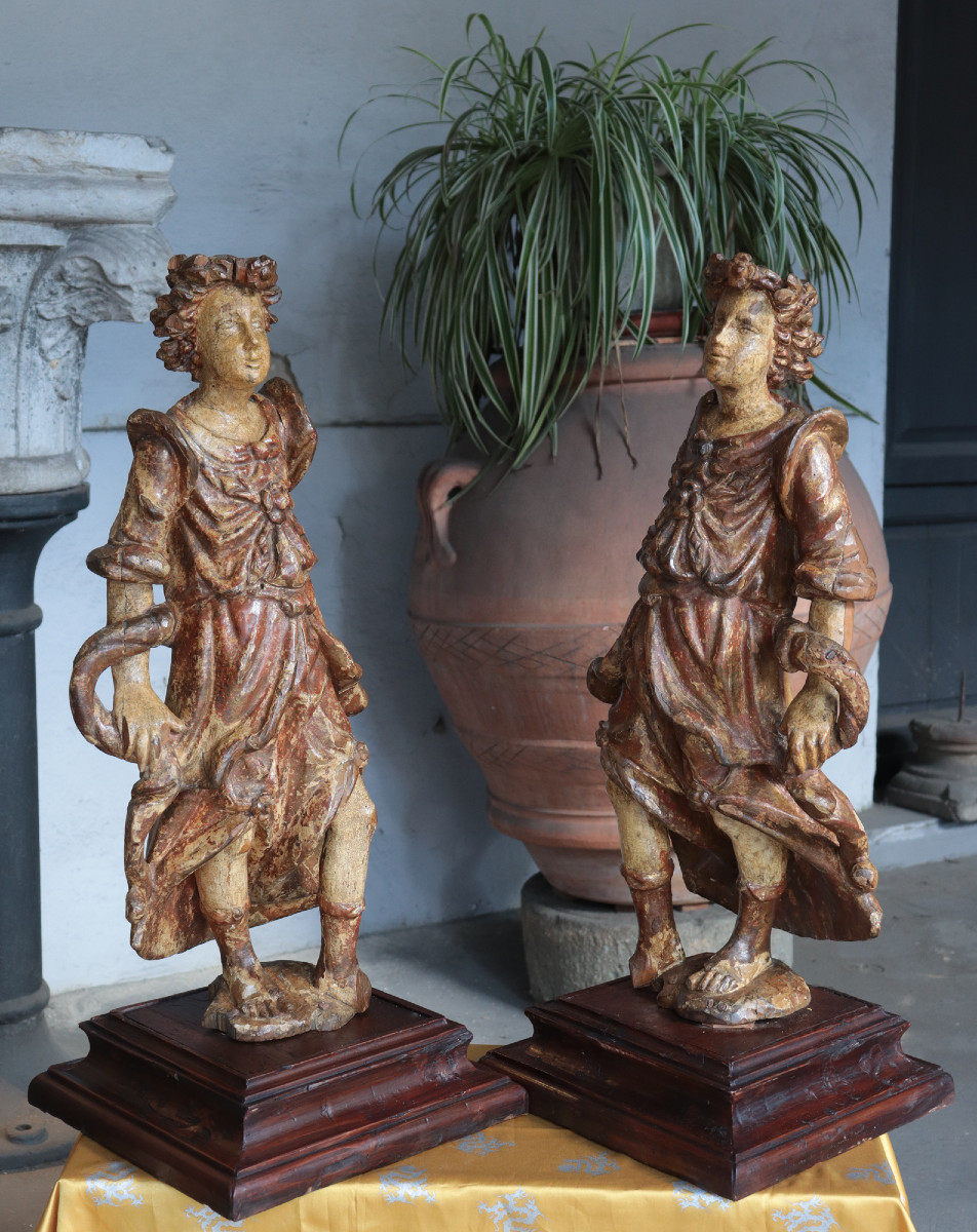 Coppia di Angeli Policromi, Toscana, '500