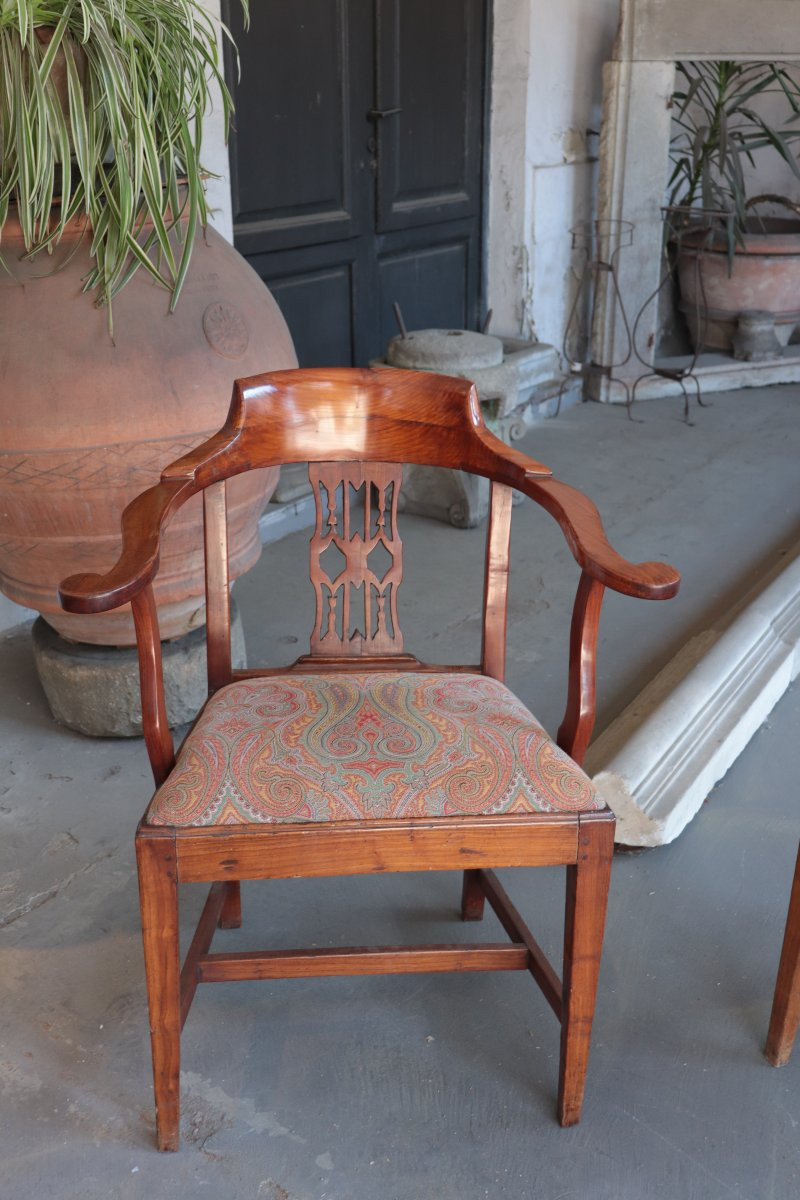 Coppia di eleganti poltroncine a pozzetto, fine '700-photo-4