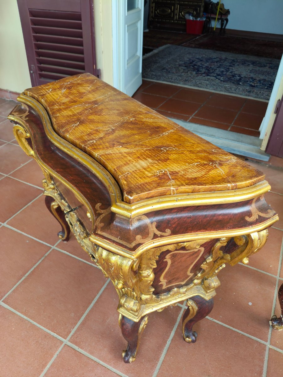 Coppia di comodini lacca e oro, '900-photo-1