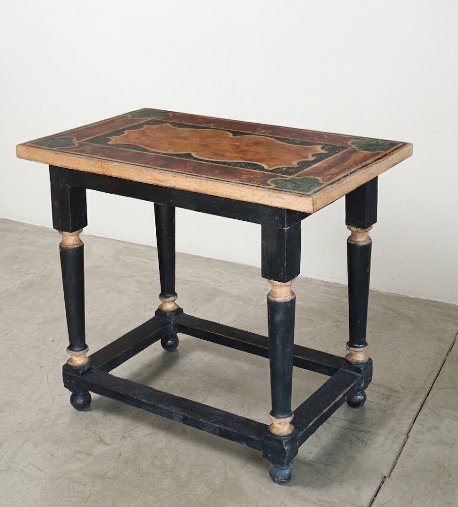Tavolino laccato finti Marmi, Toscana, fine '700