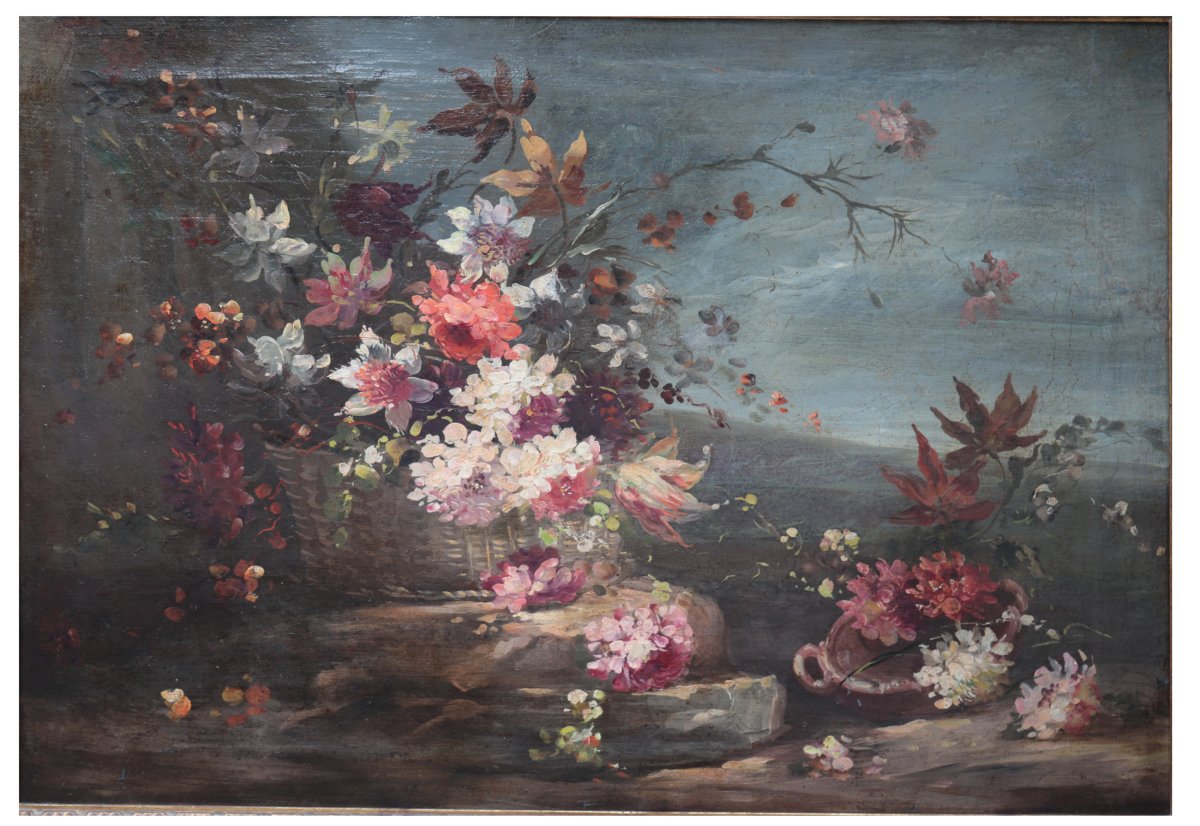 Dipinto Antico: Natura Morta con Fiori, '700-photo-4
