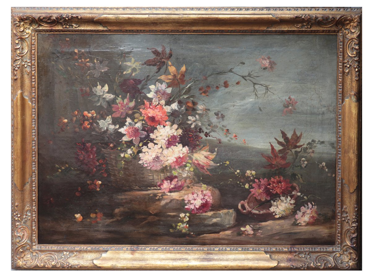 Dipinto Antico: Natura Morta con Fiori, '700
