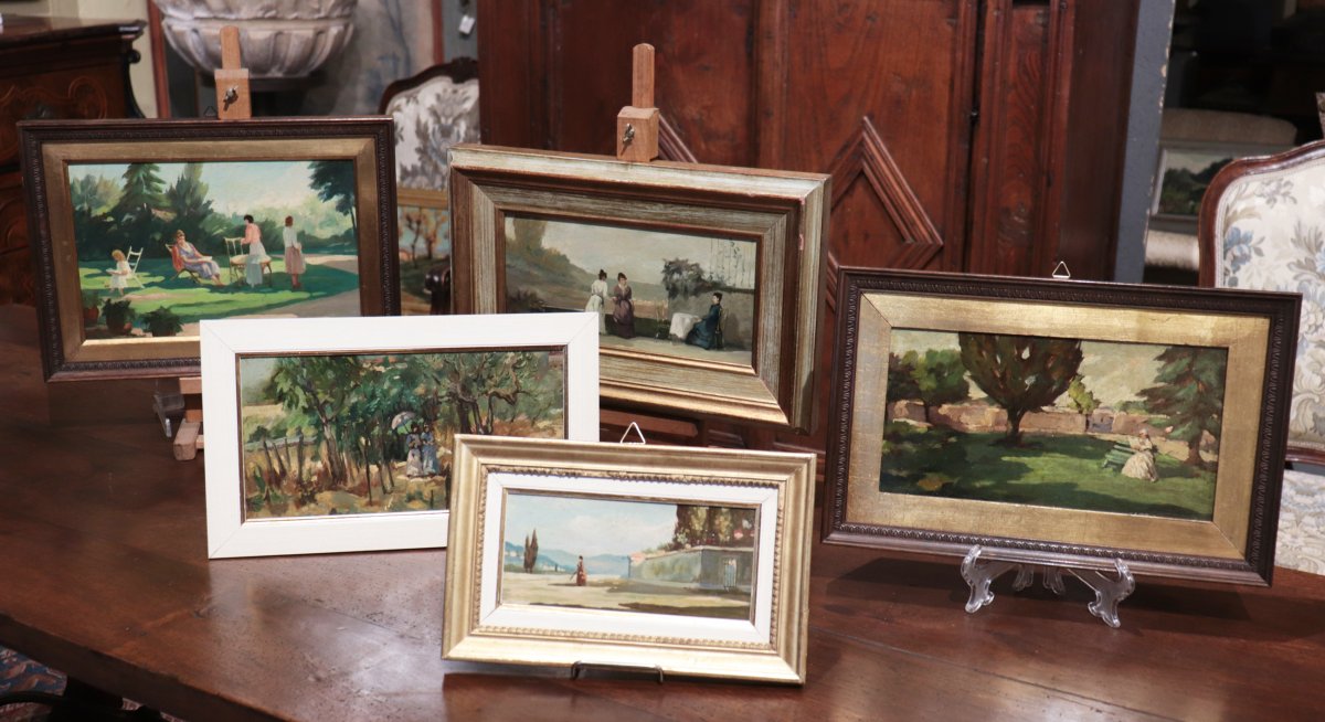 Collezione di 5 Dipinti Post Macchiaioli, Toscana, '900