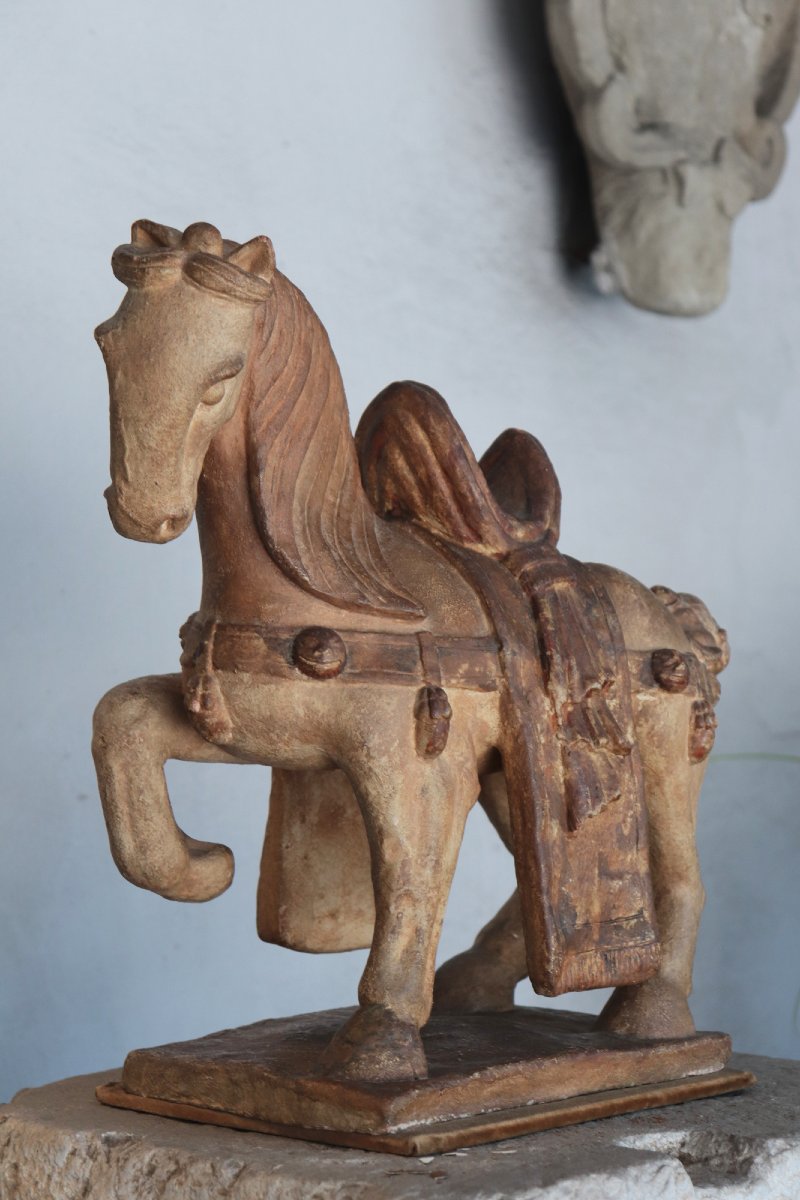 Scultura in Terracotta: Cavallo, Cina fine '800-photo-2