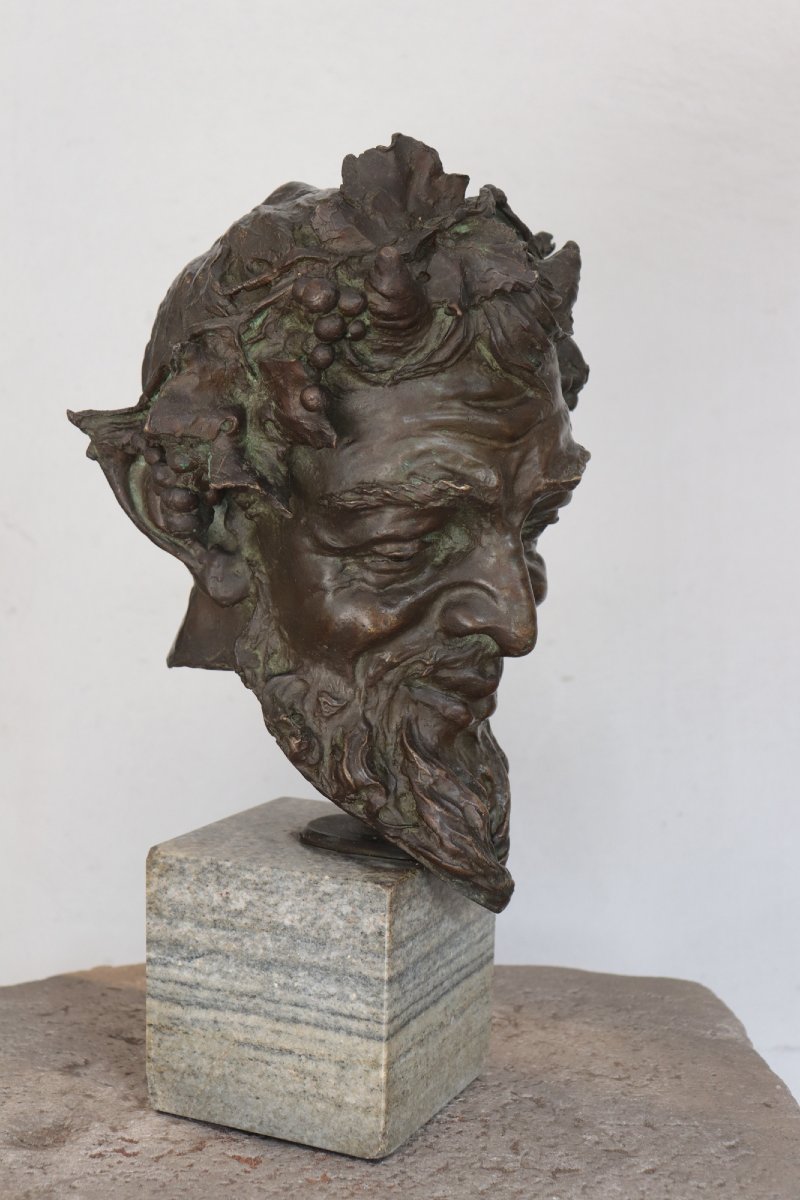 Scultura in bronzo, Testa di bacco, '900-photo-3
