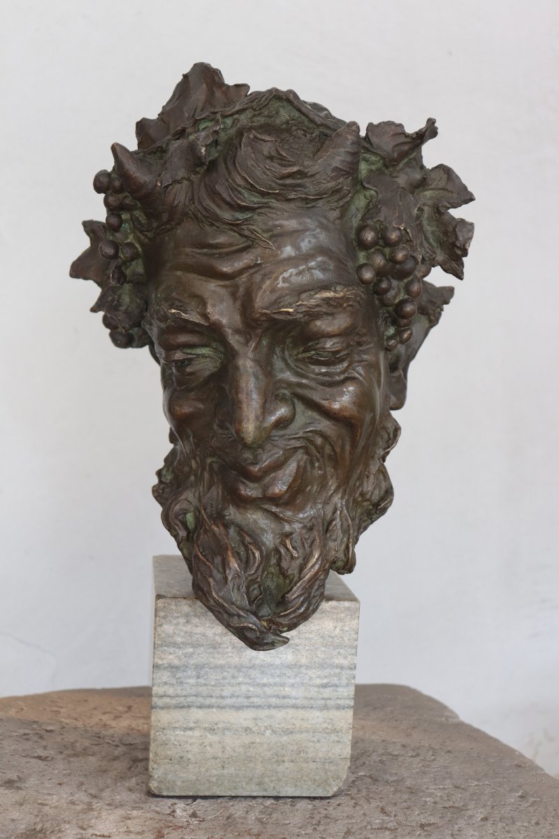 Scultura in bronzo, Testa di bacco, '900
