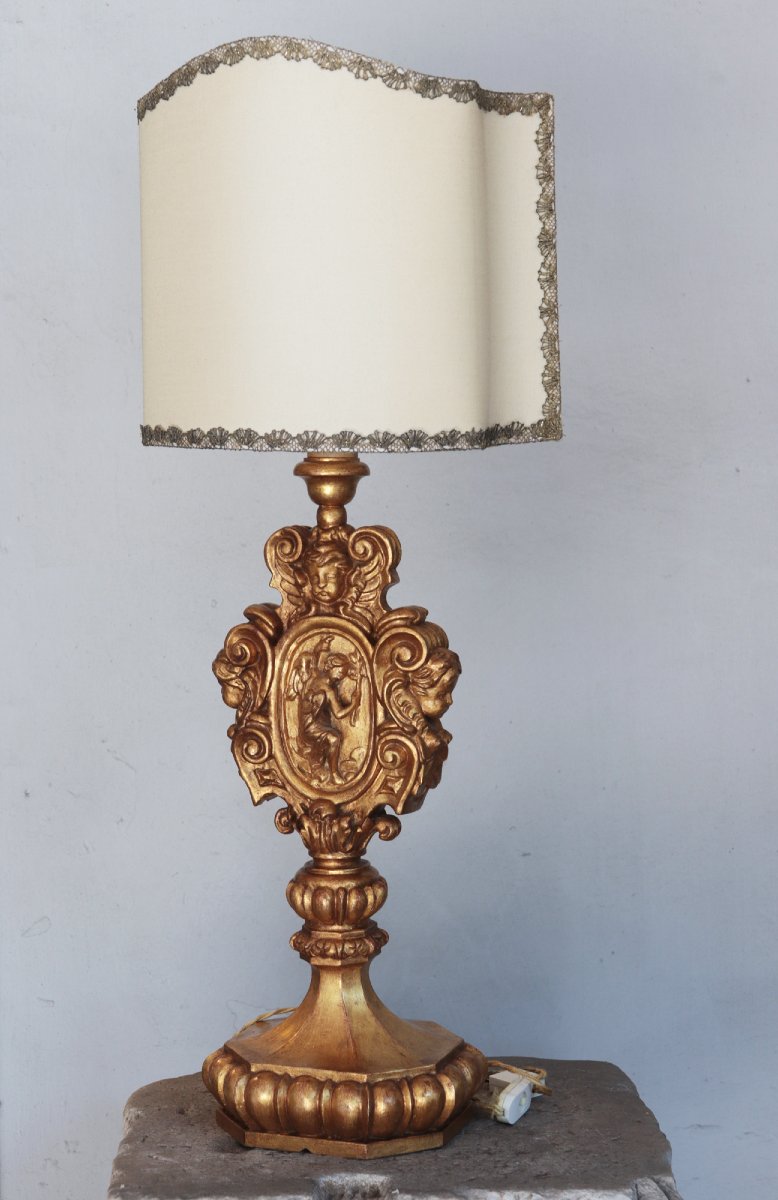 Lampada da tavolo dorata, '900
