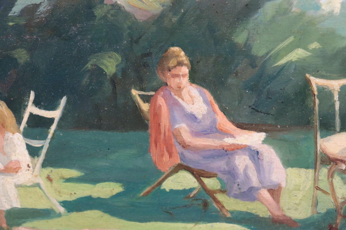 2 Dipinti: Donne in Giardino, inizi '900-photo-4