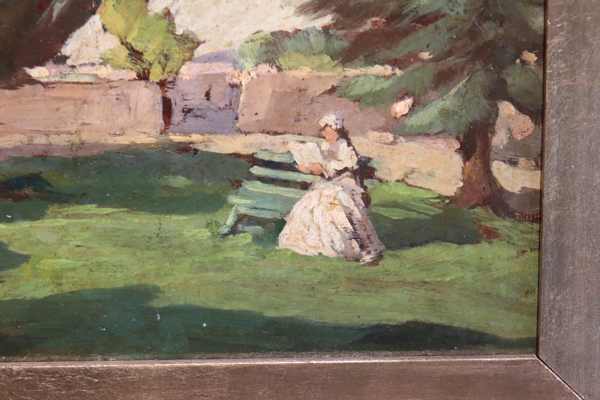 2 Dipinti: Donne in Giardino, inizi '900-photo-1