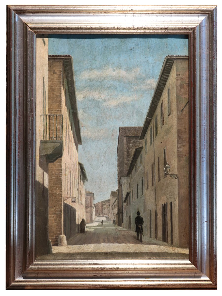 Dipinto: Paesaggio cittadino, Toscana, '900