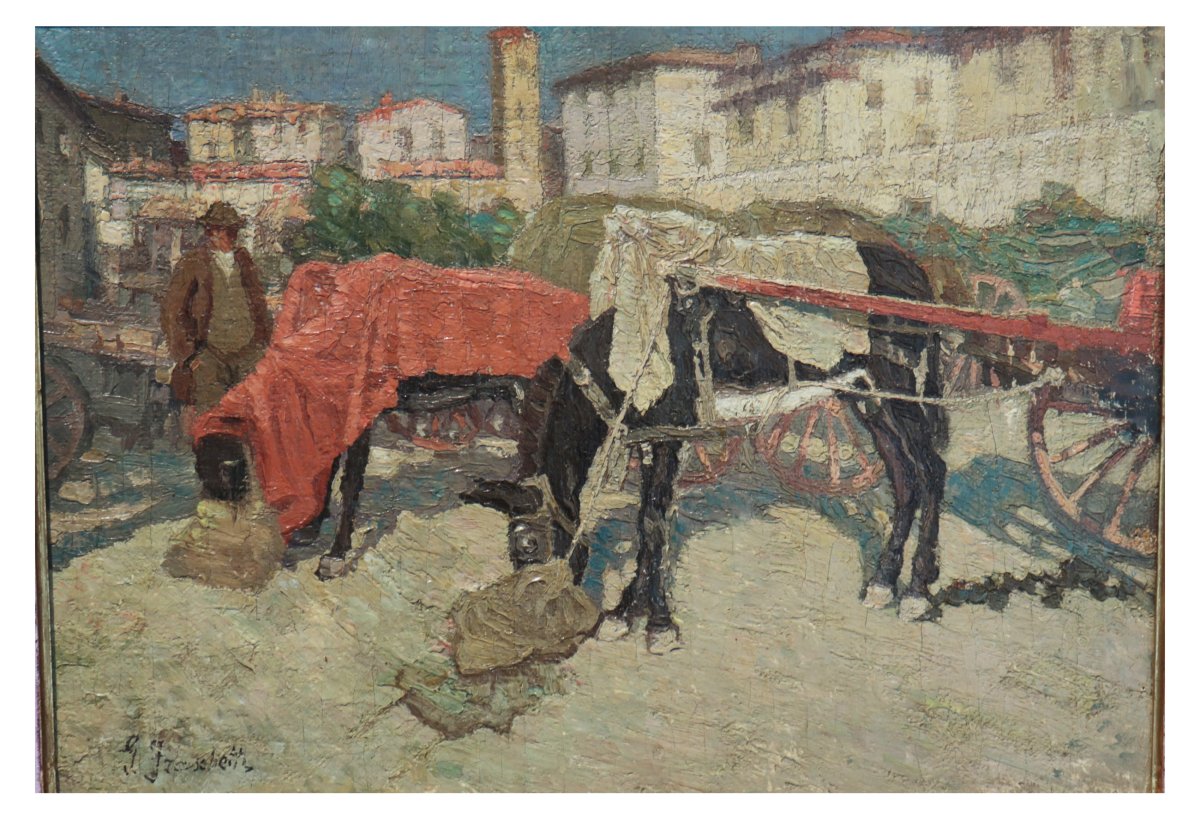 Giuseppe Fraschetti (Firenze 1879-1956) MULI A RIPOSO-photo-2