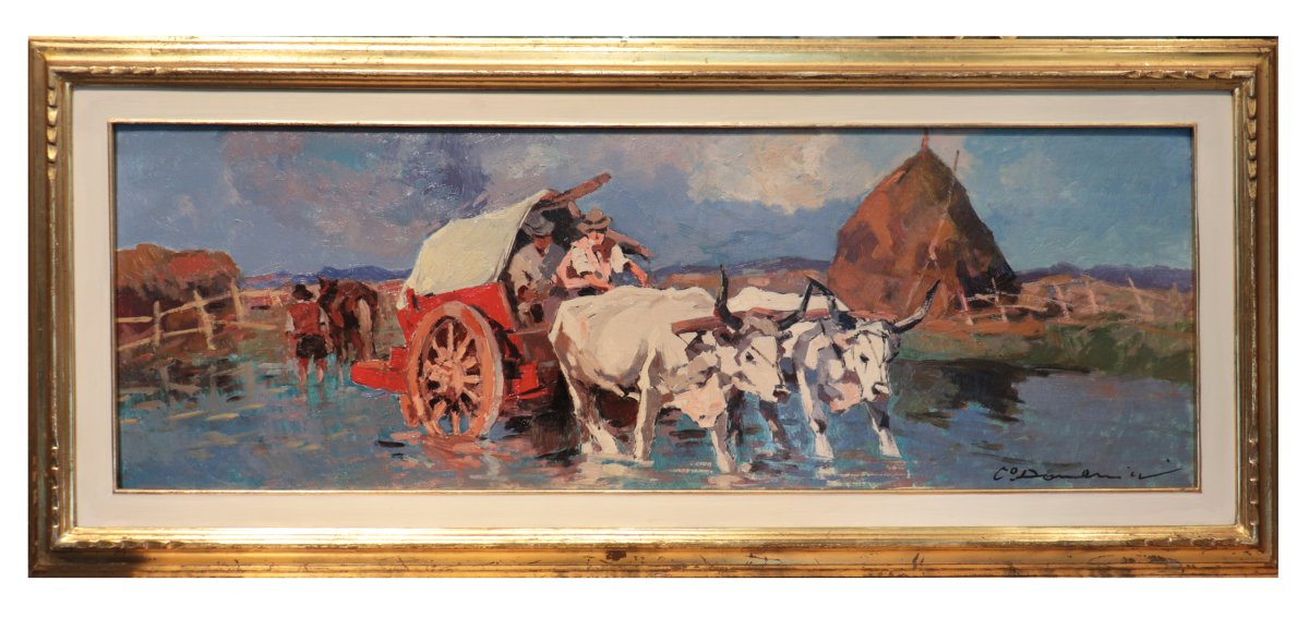 Carlo Domenici (Livorno 1898-1981) - Al guado