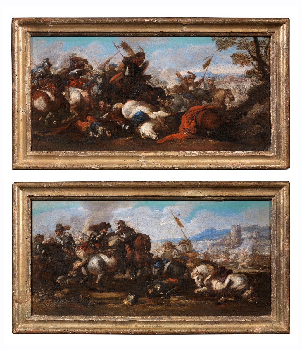 Jacques Courtois Il Borgognone (1621-1676) - coppia di Battaglie-photo-2