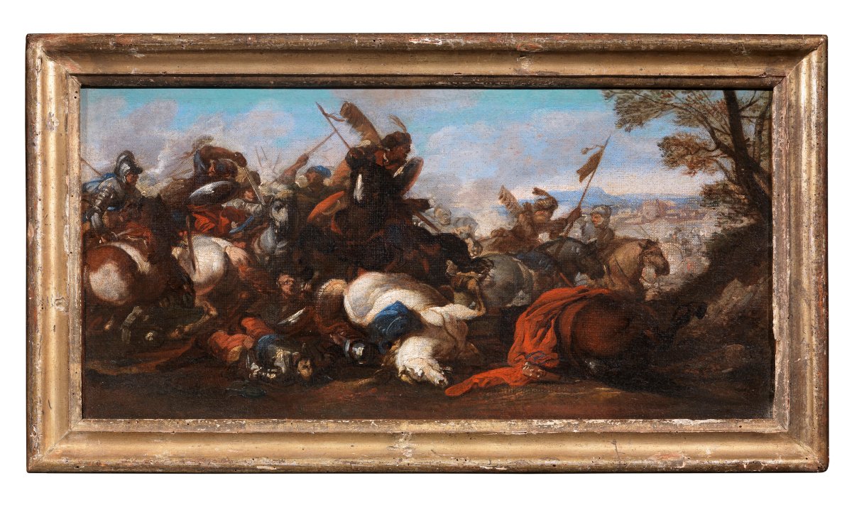 Jacques Courtois Il Borgognone (1621-1676) - coppia di Battaglie-photo-3