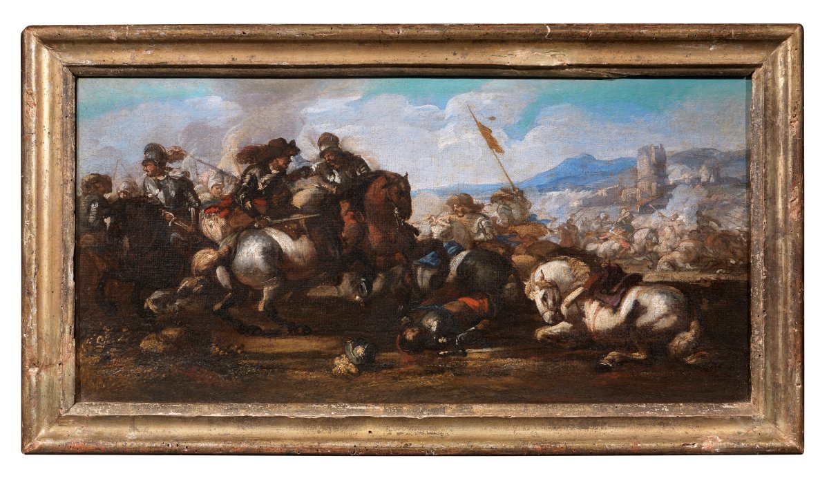 Jacques Courtois Il Borgognone (1621-1676) - coppia di Battaglie-photo-4