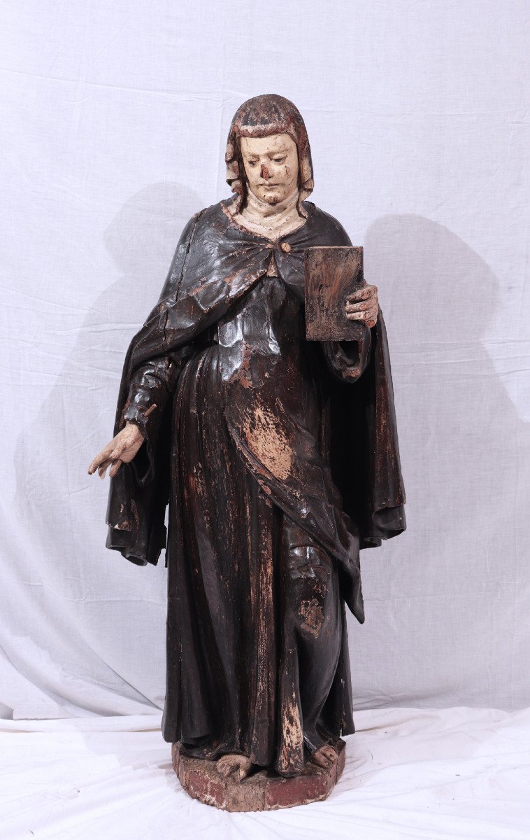 Sculpture En Bois, Sainte Catherine, Sienne, 15e Siècle-photo-2