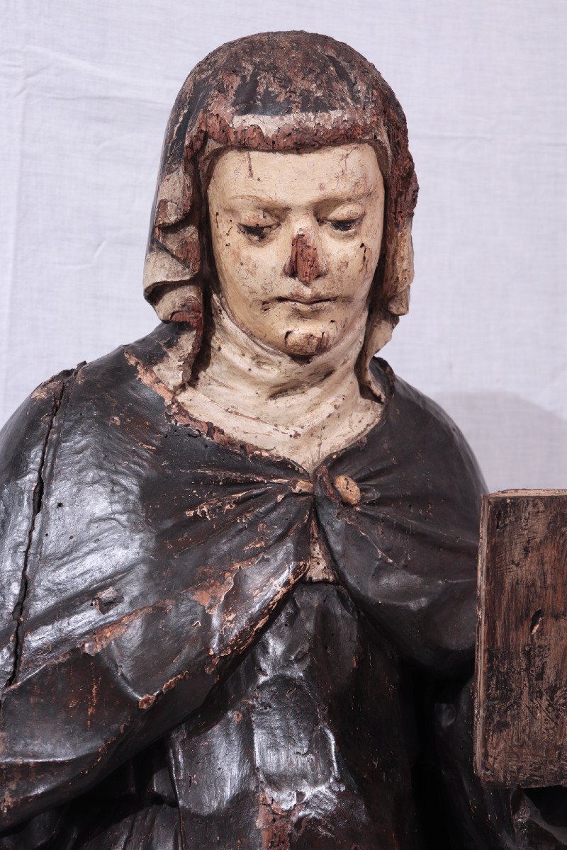 Sculpture En Bois, Sainte Catherine, Sienne, 15e Siècle-photo-4