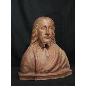 Busto Cristo in terracotta, Toscana, '700