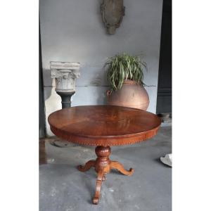 Tavolo tondo Intarsiato con figure, '800