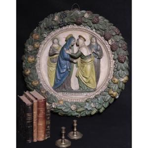 Altorilievo in terracotta, "Madonna della visitazione", '800