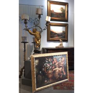 Natura Morta con Putti e fiori, Roma, fine '600