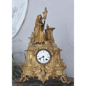 Orologio da tavola in bronzo dorato, Francia, fine '800