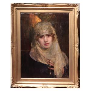 Dipinto ad olio: Ritratto di Signora, Italia, '800